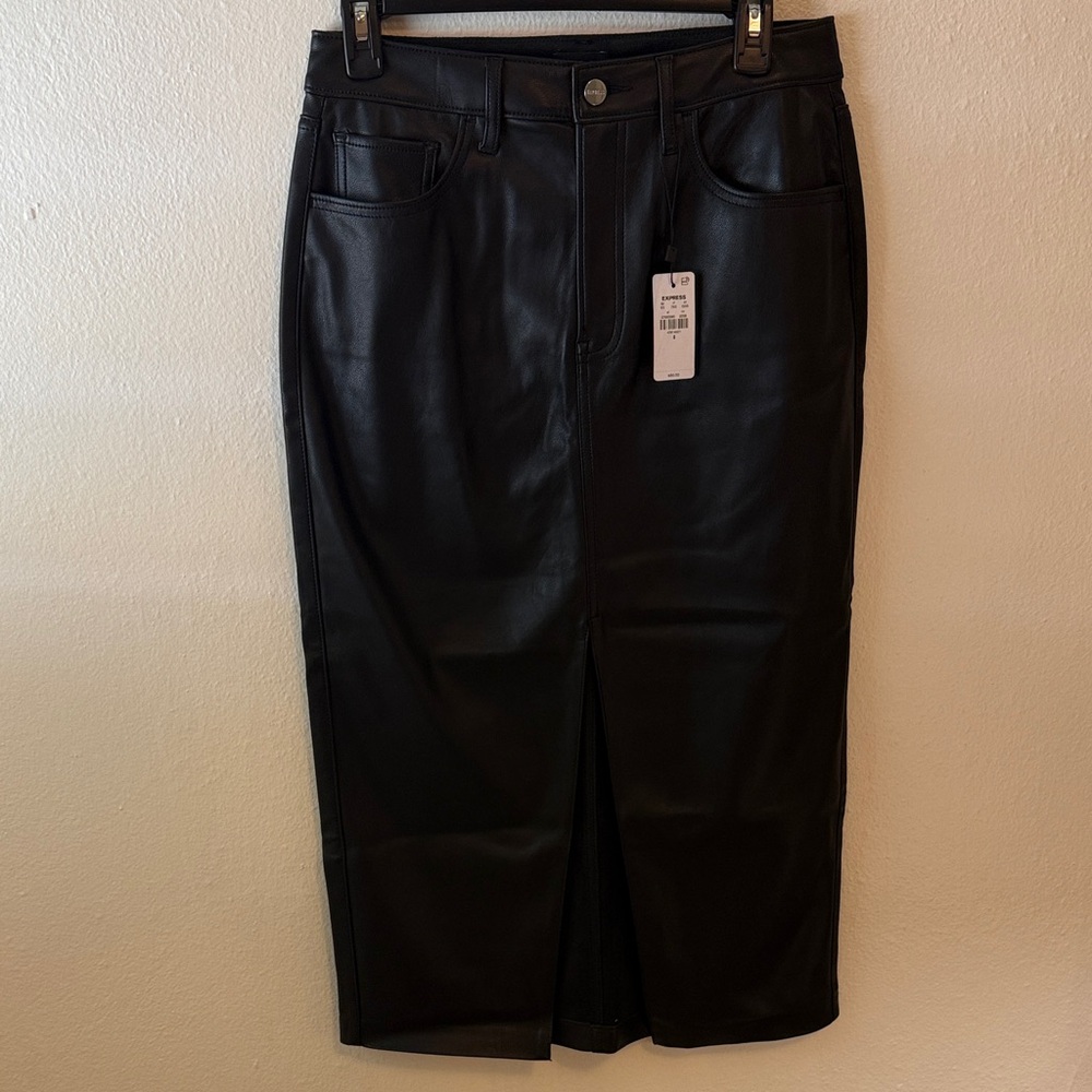 Express Leather Pencil Skirt